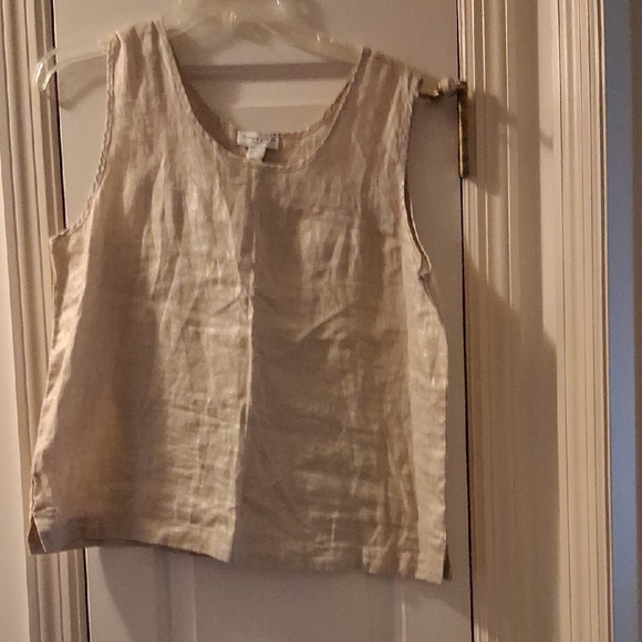 Beige Sleeveless Linen Top - Picture 1 of 2